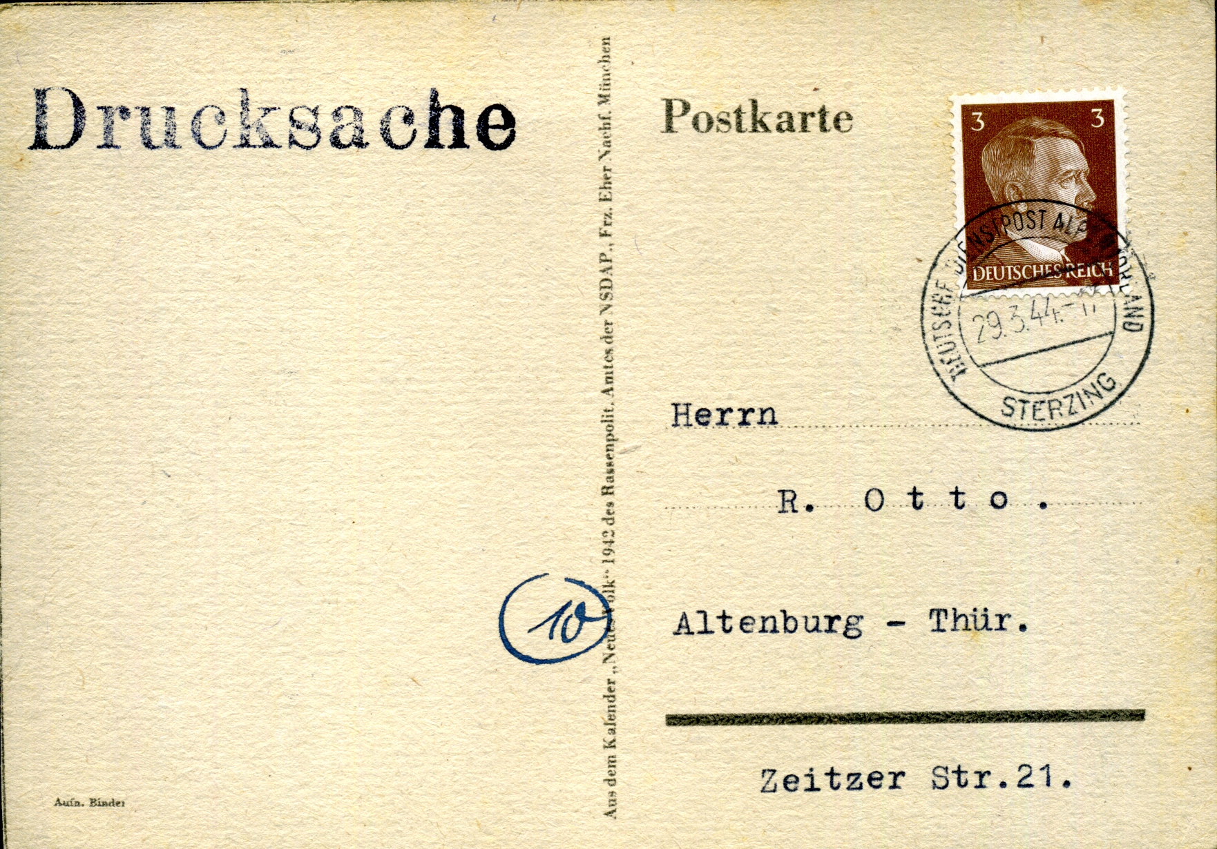 Beleg der Deutschen Dienstpost