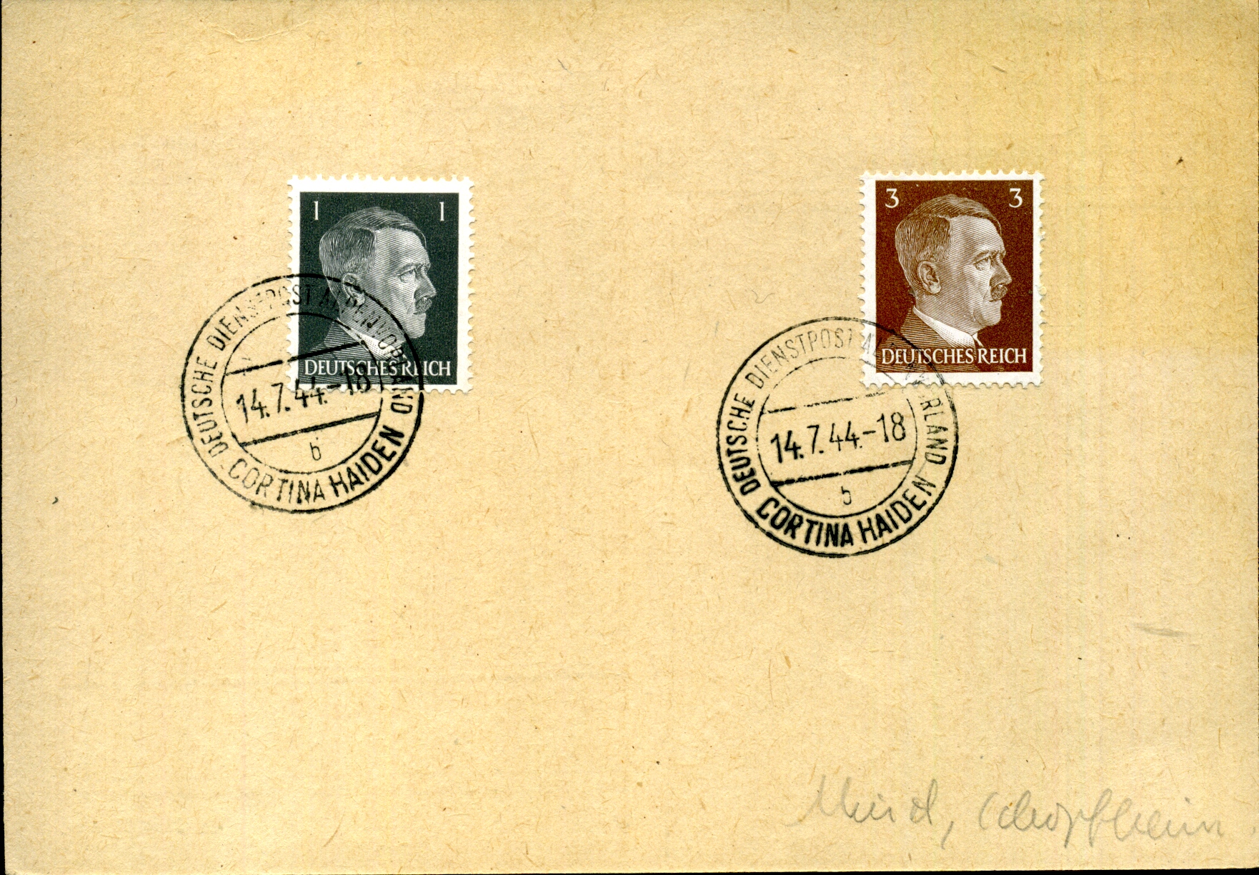 Beleg der Deutschen Dienstpost