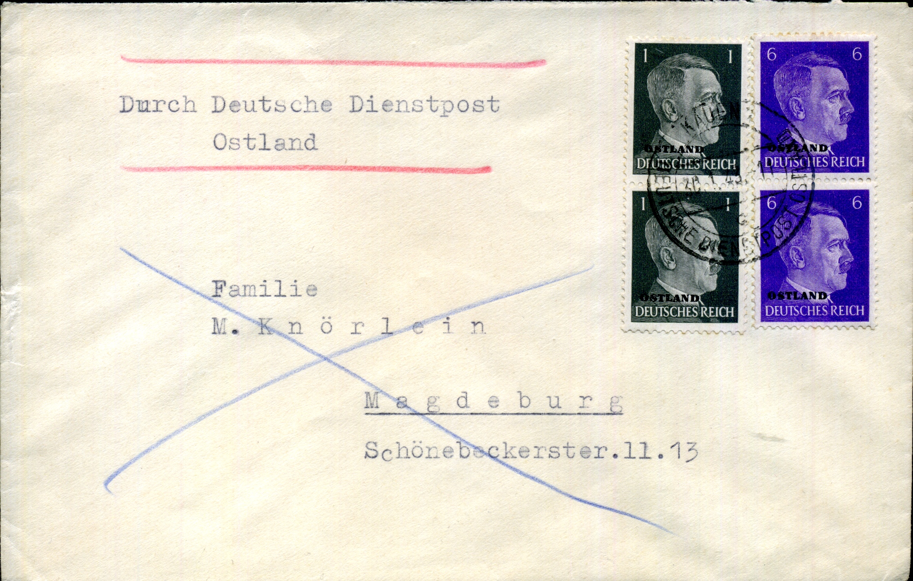 Beleg der Deutschen Dienstpost