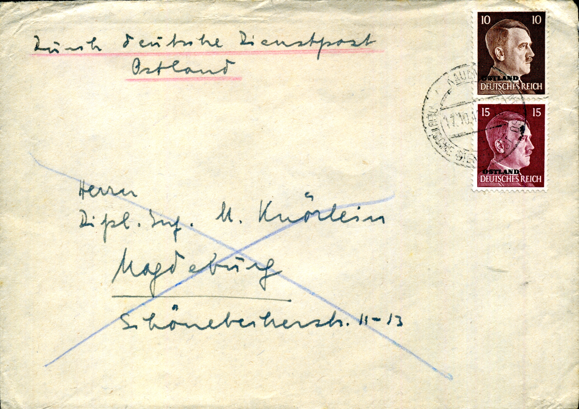 Beleg der Deutschen Dienstpost