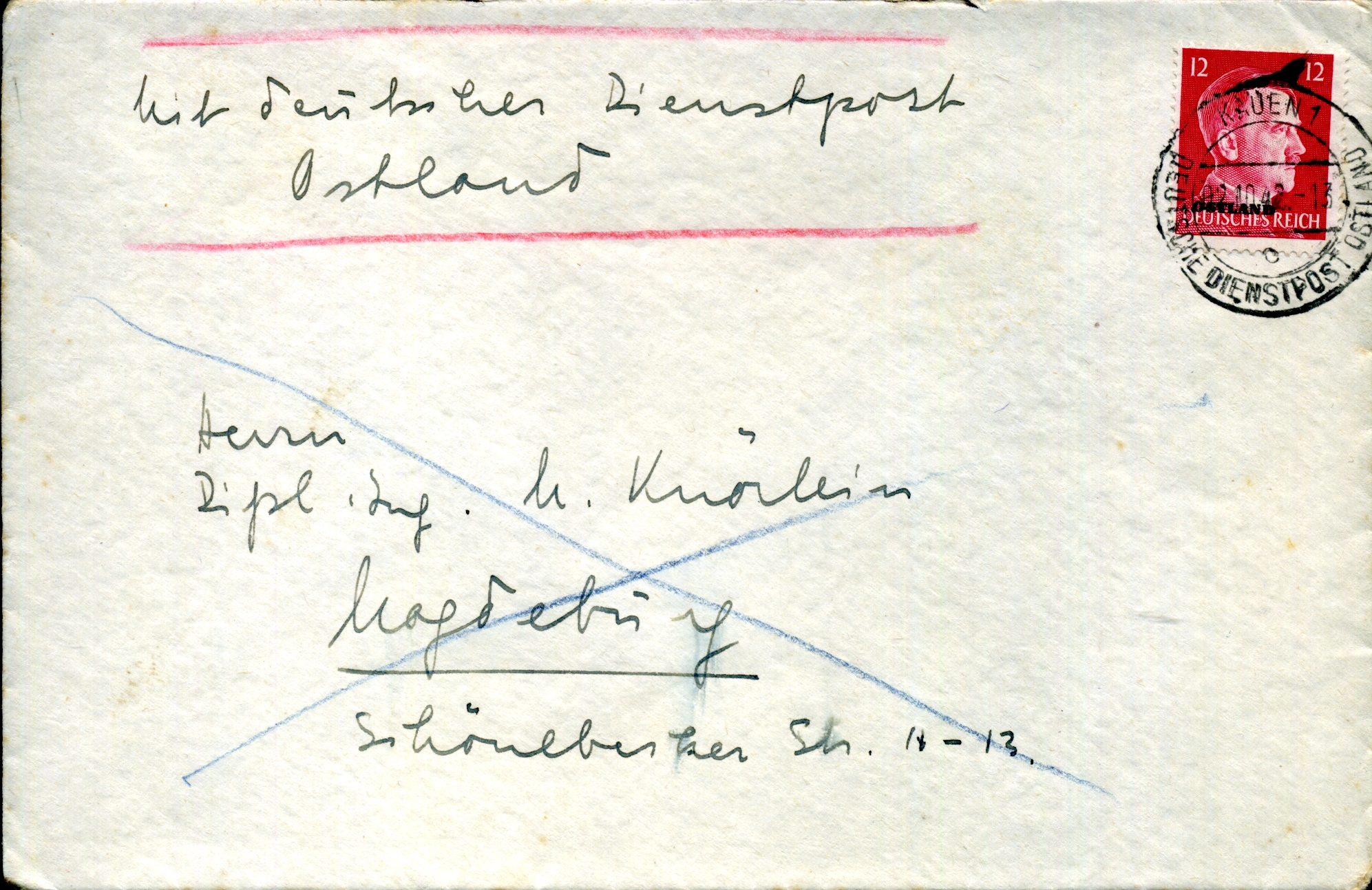 Beleg der Deutschen Dienstpost