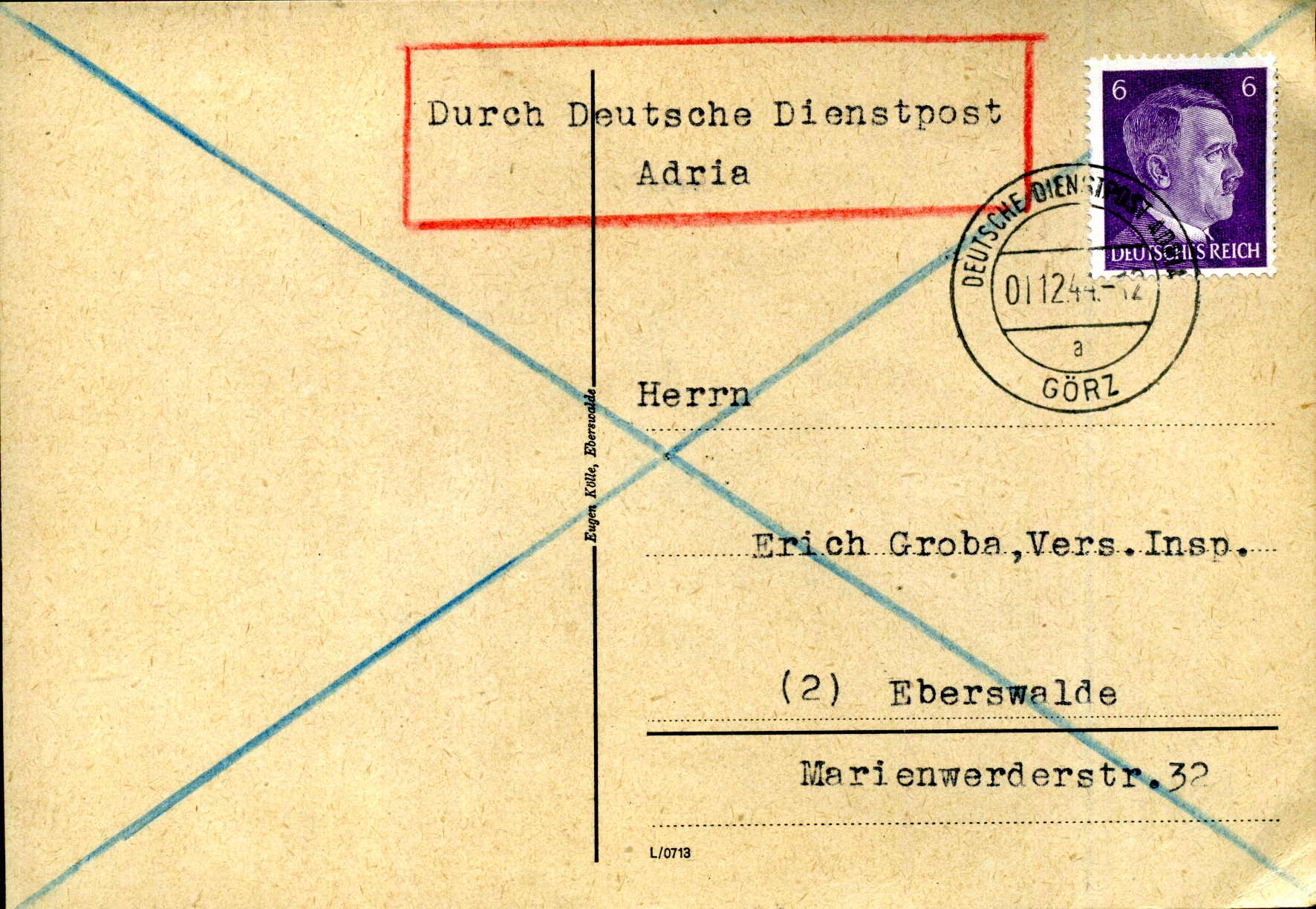 Beleg der Deutschen Dienstpost