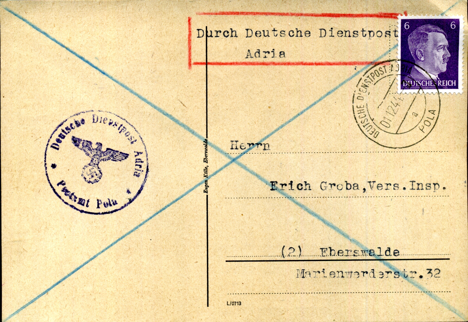 Beleg der Deutschen Dienstpost