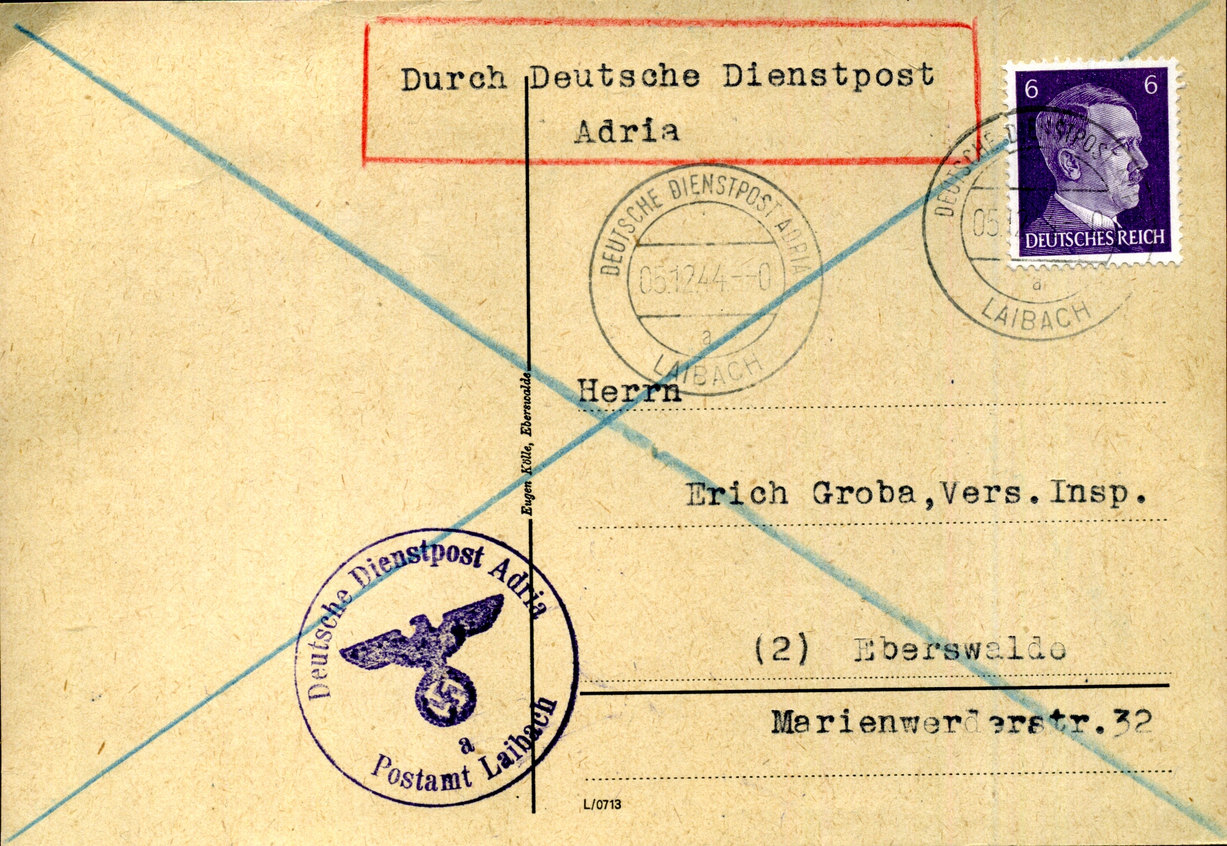 Beleg der Deutschen Dienstpost