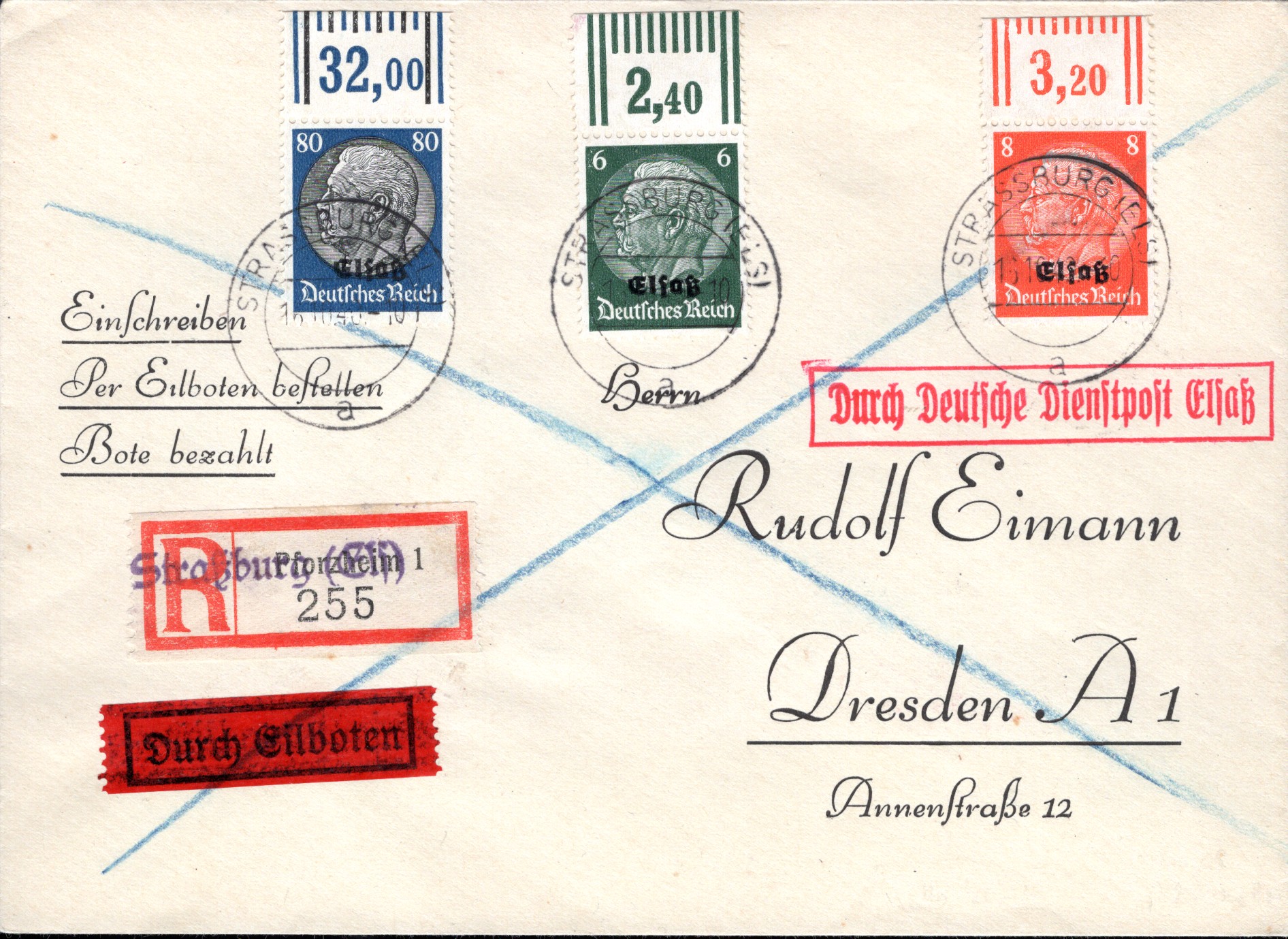 Beleg der Deutschen Dienstpost