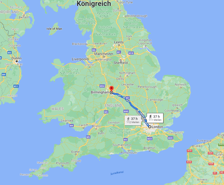 Google Maps ScreenShot Milnthorpe -> Preston