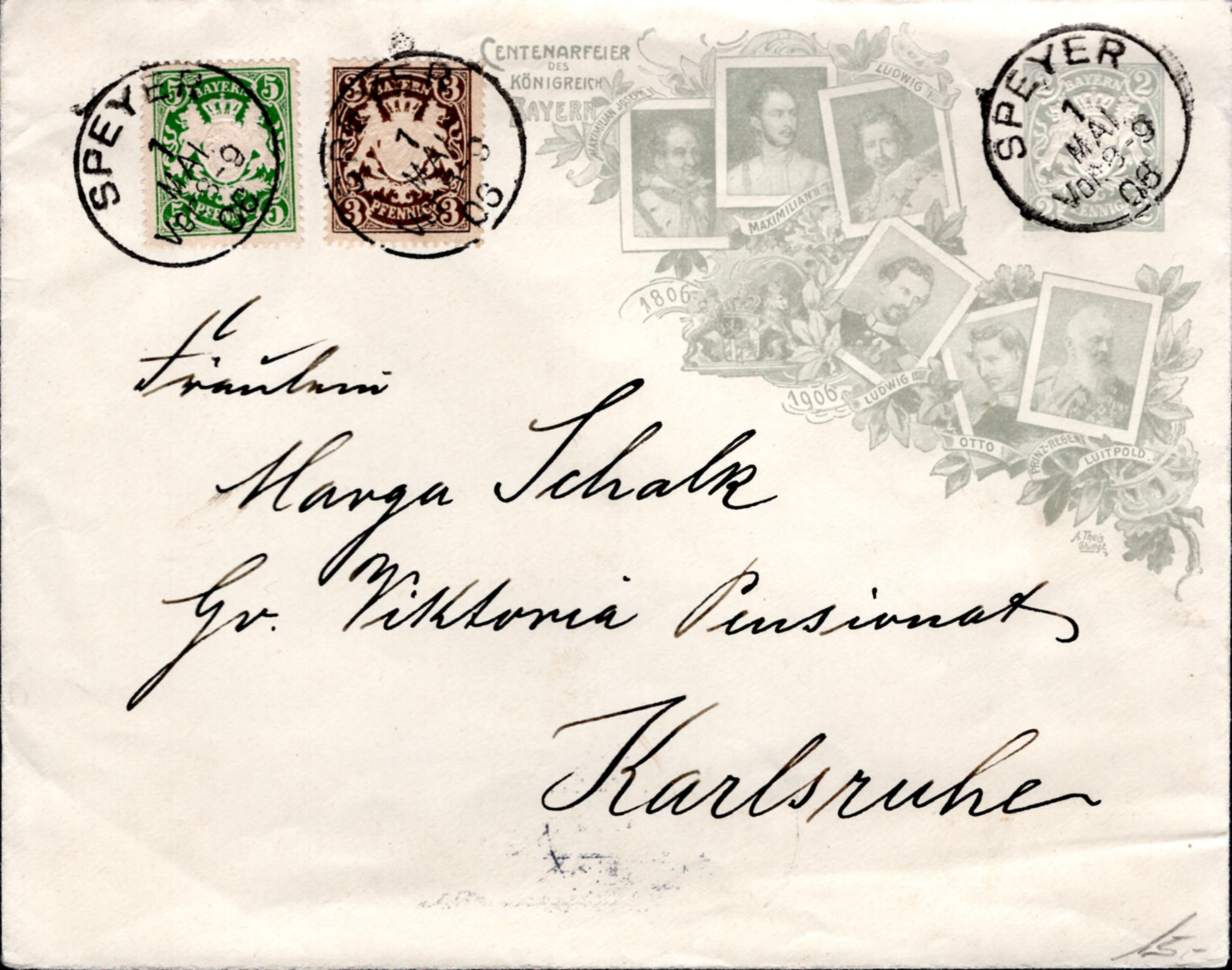 2 Pfg Bayern Privatganzsache mit Zusatzfrankatur