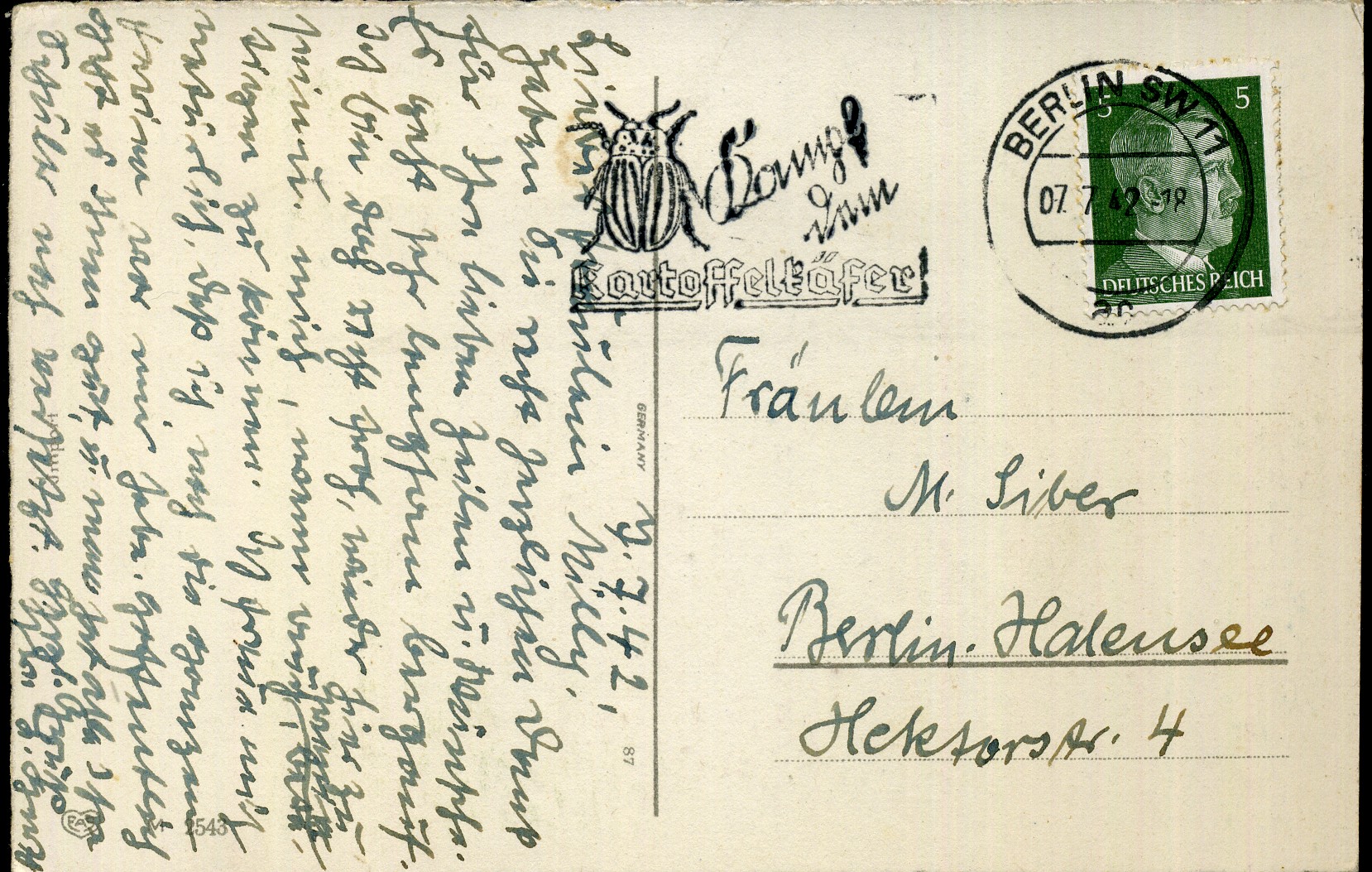 Kampf dem Kartoffelkäfer - Maschinenwerbestempel - Berlin SW 11