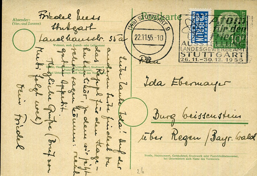 Atom für den Frieden Ausstellung Landesgewerbeamt Stuttgart - Maschinenwerbestempel - Stuttgart