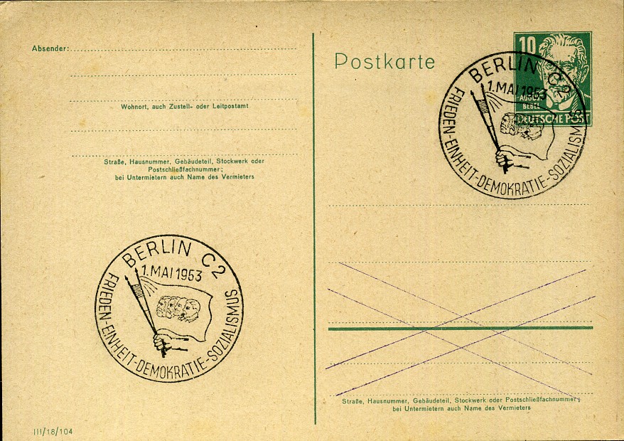 Frieden Einheit Demokratie Sozialismus - Sonderstempel - Berlin C2