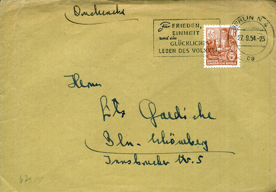 Für Frieden, Einheit und ein glückliches Leben des Volkes! - Maschinenwerbestempel - Berlin N4