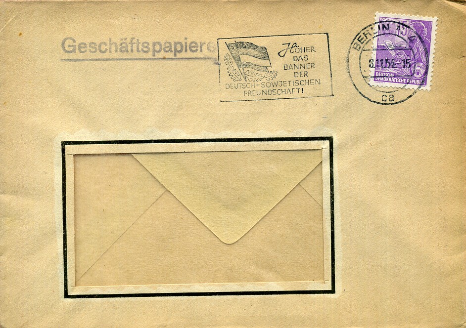 Höher das Banner der Deutsch-Sowjetischen Freundschaft! - Maschinenwerbestempel - Berlin N4