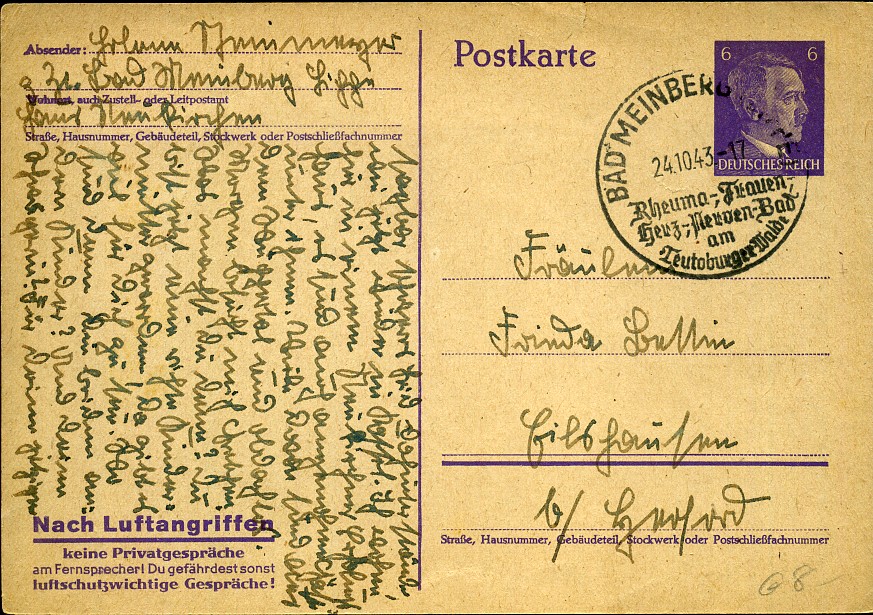 Nach Luftangriffen keine Privatgespräche am Fernsprecher! Du gefährdest sonst luftschutzwichtige Gespräche! - Eindruck - Ganzsache