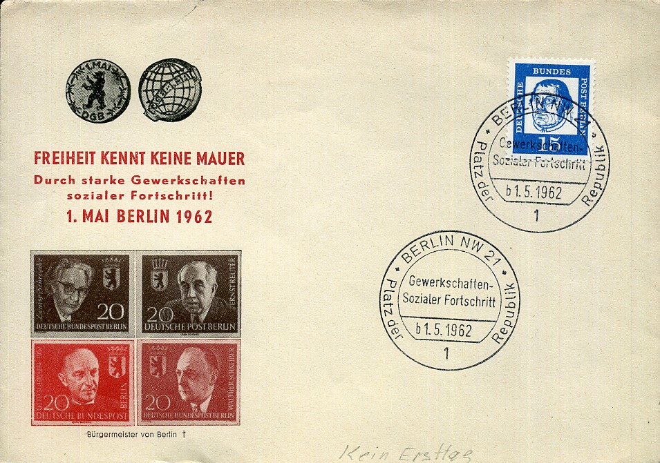 Gewerkschaften - Sozialer Fortschritt - Sonderstempel - Berlin NW 21