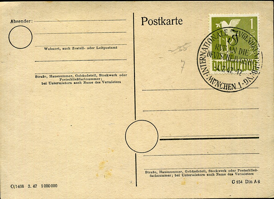 Internationale Jugendkundgebung Ruf an die Deutsche Jugend - Sonderstempel - München