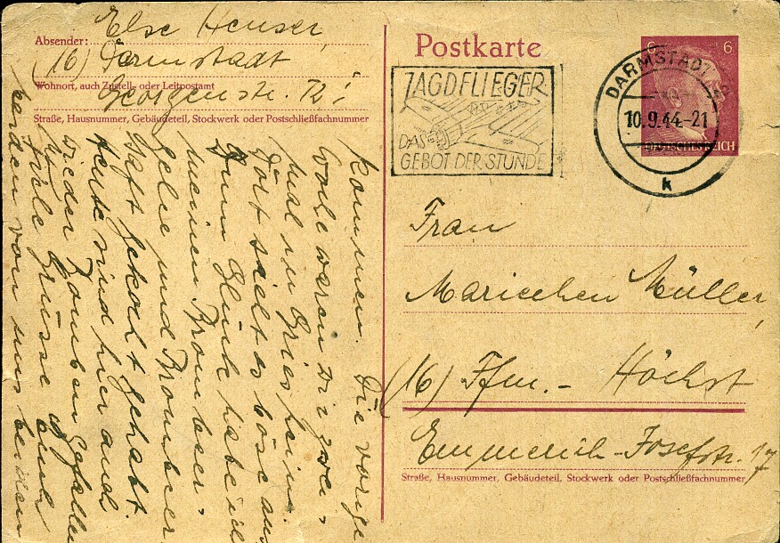 Jagdflieger Das Gebot der Stunde - Maschinenwerbestempel - Darmstadt