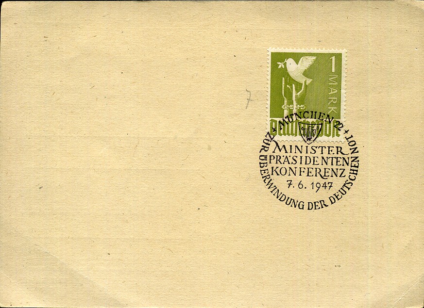 Ministerpräsidentenkonferenz zur Überwindung der deutschen Not - Sonderstempel - München