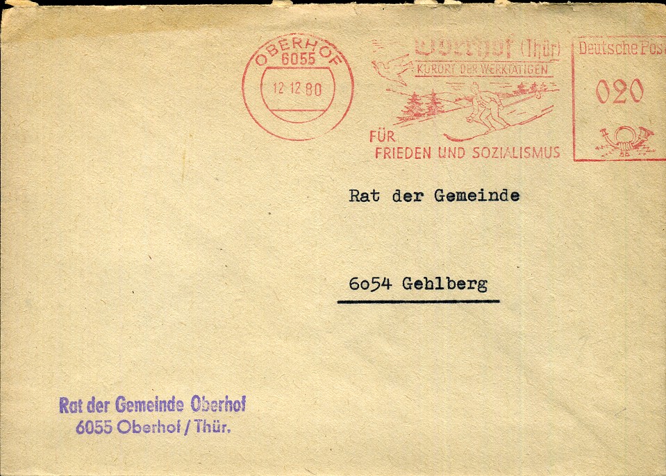 Oberhof (Thür) Kurort der Werktätigen für Frieden und Sozialismus - Freistempel - Oberhof