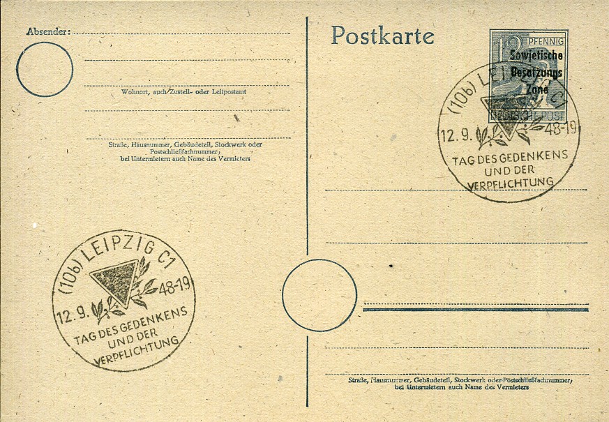 Tag des Gedenkens und der Verpflichtung - Sonderstempel - Leipzig