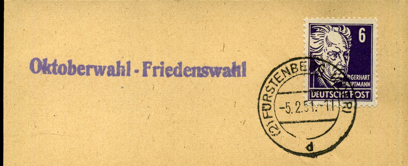 Oktoberwahl - Friedenswahl - Handstempel - violett - Fürstenberg