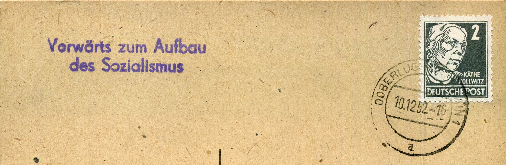 Vorwärts zum Aufbau des Sozialismus - Handstempel - violett - Doberlug