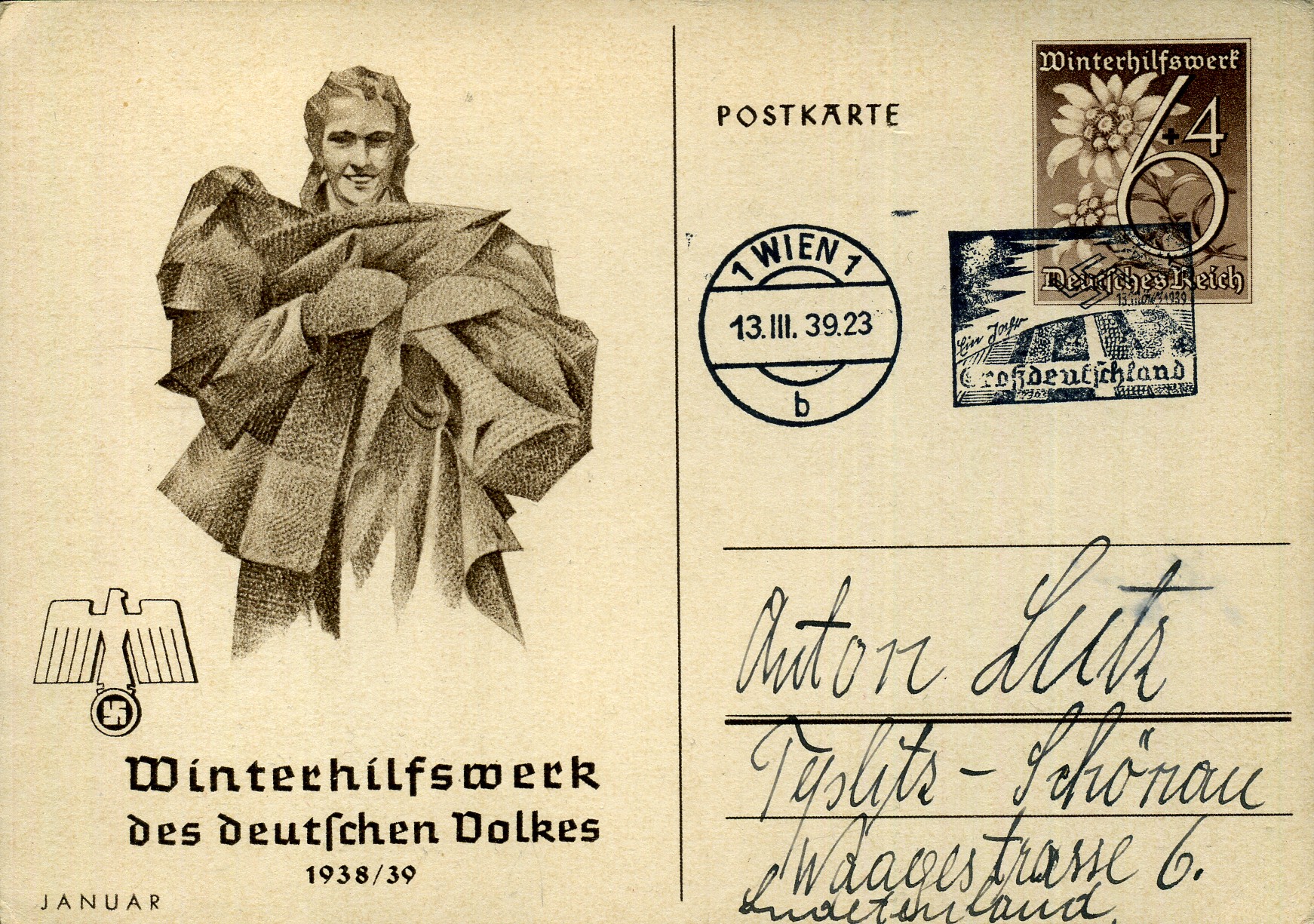 Ein Jahr Großdeutschland - Maschinenwerbestempel - Wien