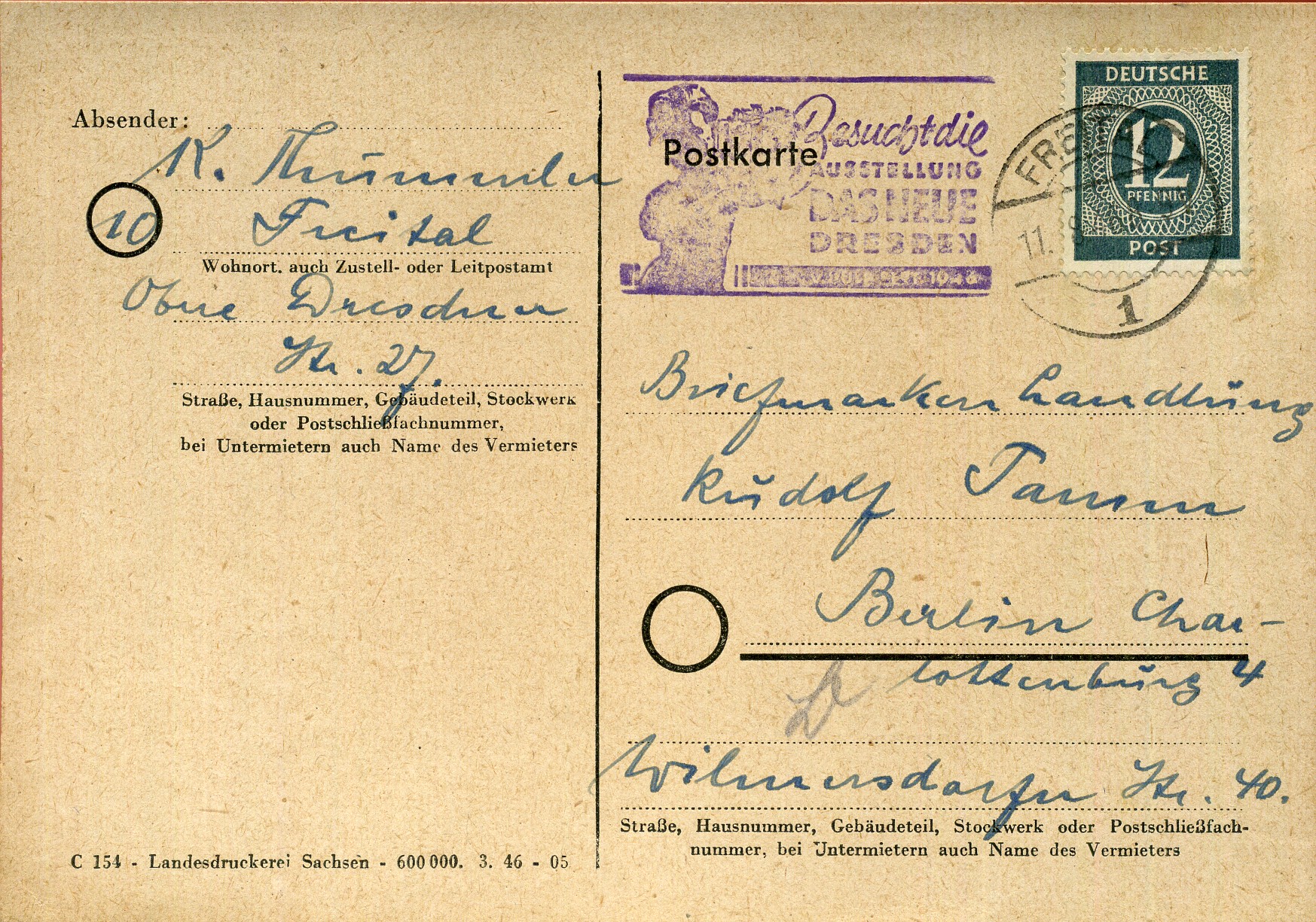 Besucht die Ausstellung Das Neue Dresden - Handstempel - violett - Freital 1