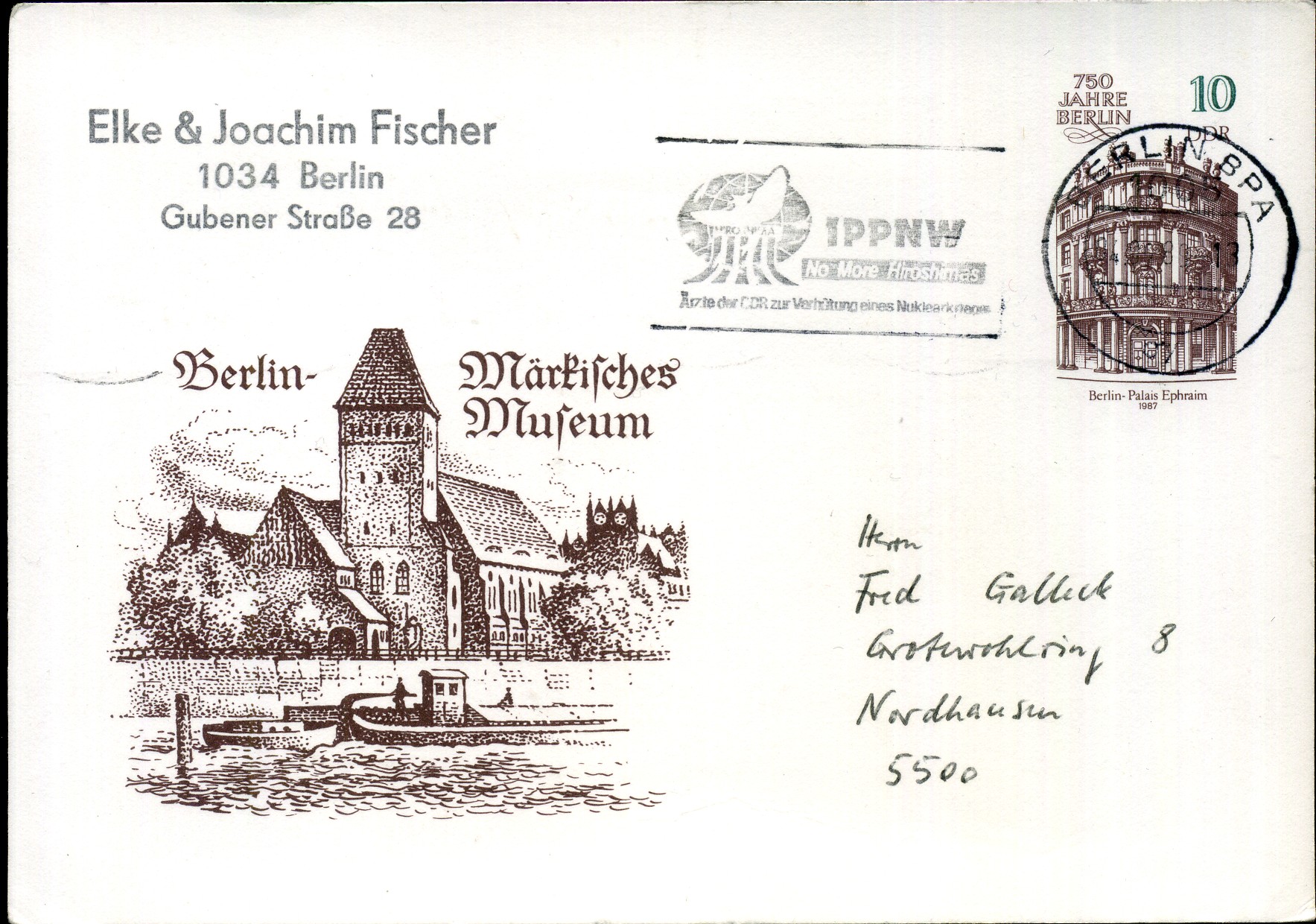 IPPNW No More Hiroshimas - Ärzte der DDR zur Verhütung eines Nuklearkrieges - Maschinenwerbestempel - Berlin BPA