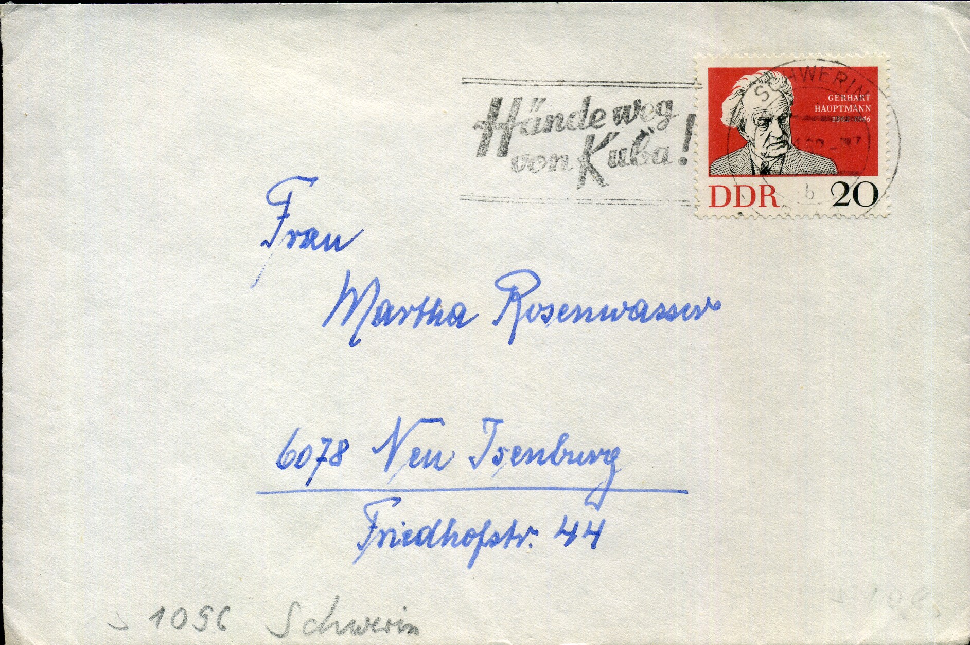 Hände weg von Kuba! - Maschinenwerbestempel - Schwerin