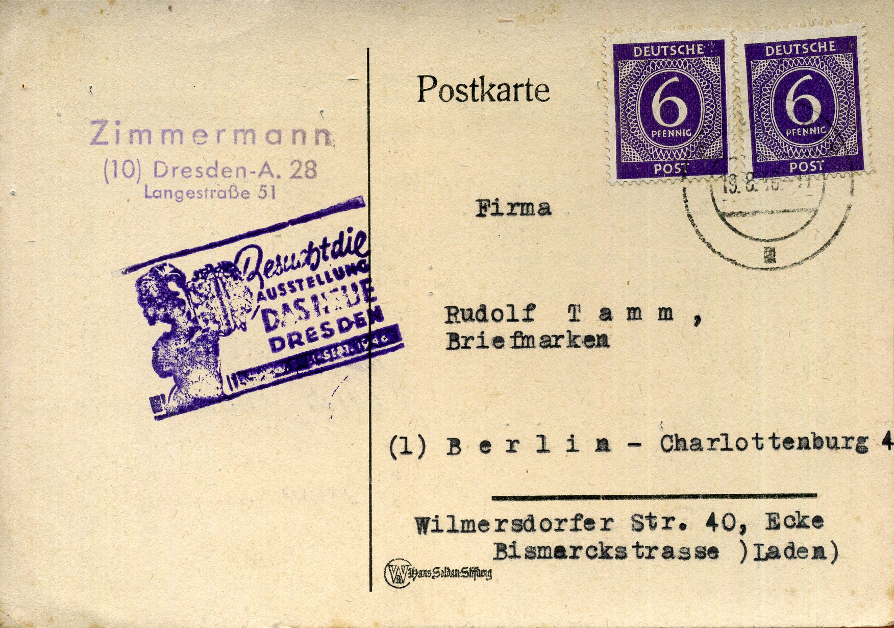 Besucht die Ausstellung Das Neue Dresden - Handstempel - violett - Dresden