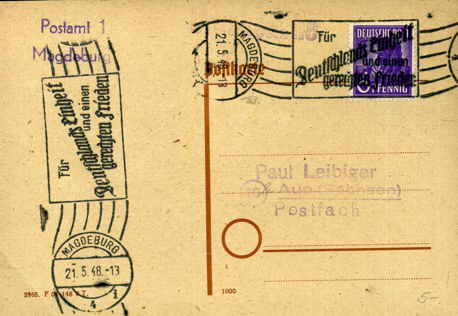 Für Deutschlands Einheit und einen gerechten Frieden - Handrollstempel - Magdeburg