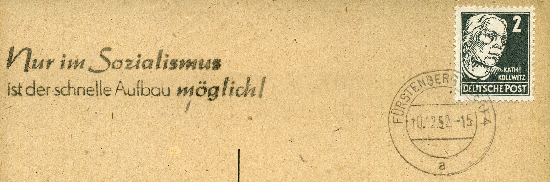 Vorwärts zum Aufbau des Sozialismus - Handstempel - schwarz - Fürstenberg