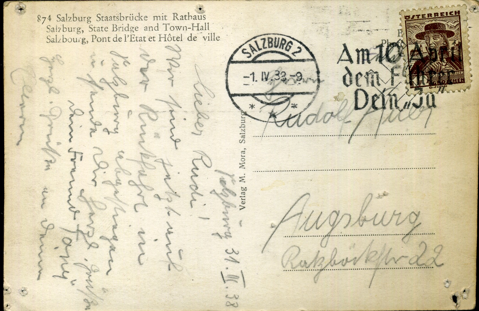 Am 10. April dem Führer Dein Ja - Maschinenwerbestempel - Salzburg 2