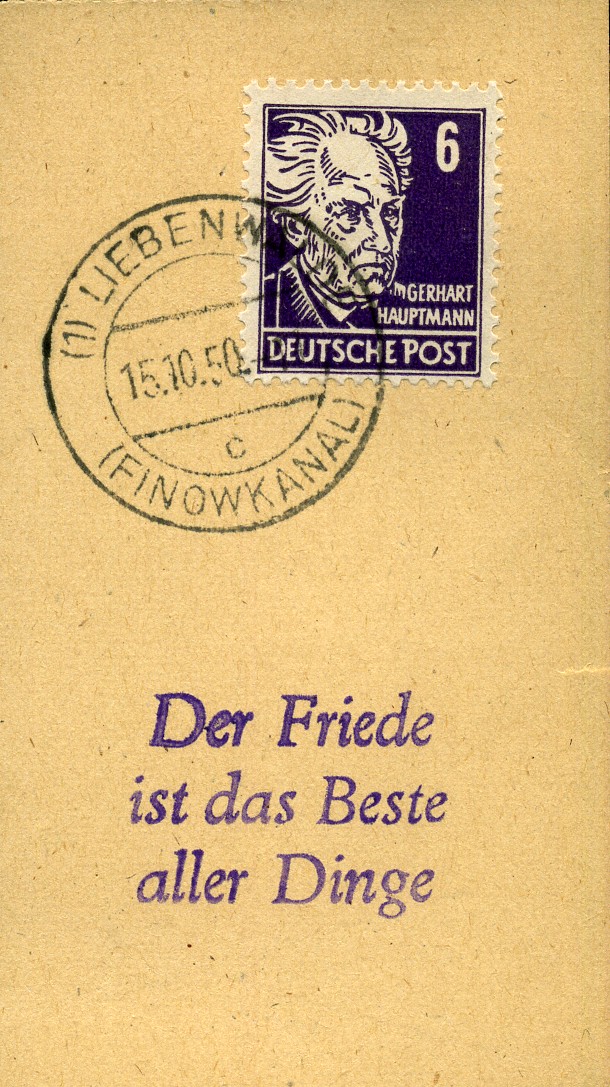 Der Friede ist das Beste aller Dinge - Handstempel - violett - Liebenwarde